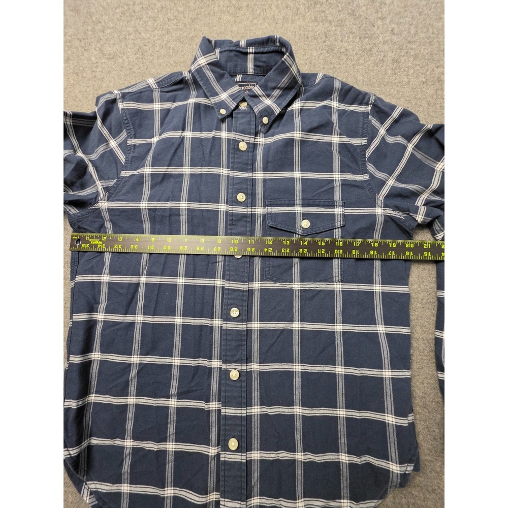 Abercrombie & Fitch Flannel Shirt Mens S Blue White Striped Collared Button Down - Picture 5 of 7